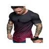 Men'S T-Shirts Mens T Shirts Gradient Short Sleeve T-Shirt Fashion Washed Round Neck Tee Retro Loose High Street Casual Drop Delivery Dhbej