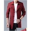 Men'S Trench Coats Mens Men Long Jacket Spring Autumn Casual Windbreaker Overcoat Fashion Button Jackets M-7 Xl Drop Delivery Apparel Dhsn6