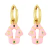 Boucles d'oreilles en pente cuivre zircon main vintage mignon petit émail goutte colorée pour femmes bijoux bijourie cadeau de Noël