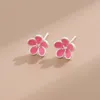 Stift Ohrringe süße literarische Blume silberplattiert rosa Epoxidkristall