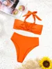 Bandau da bagno da bagno da bagno da donna in bikini con costume da bagno in bikini ad alta costume da bagno a due pezzi Sestate Summer Beaching Gooding