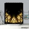 Shower Curtains Golden Rose Black Flower Butterfly Waterproof Curtain Set Rug 1/3/4pcs 3D Print Bathroom Decor Fabric Anti-slip Bath Mat