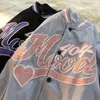 Bomber da baseball marrone da baseball femminile con giacca con la giacca da donna abbigliamento harajuku plus size streetwear esterno goth giapponese 240329