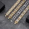 Men Fashion Urban Jewelry Punk Pave Baguette Diamond Cz Cuban Link Bracelet For Gift