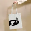 Storage Bags Black Girls' Creative Pattern Reusable Shopping Bag Canvas Tote Printing Eco Shopper Shoulder