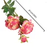 Fleurs décoratives 1pc 3 têtes Peony Fleur artificielle Fausse de bouquet Branche rose blanc pour décoration intérieure Décoration de mariage House