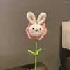 Dekorativa blommor gris virkning blommor söt konstgjord kawaii hand stickad bukett hemlagad dekor diy bröllop julklappar