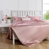 Bedding Sets 4 PCs Set Mulberry Silk 30 Mm Seamless Dark Green Blue Milk Tea Pink Gray Colors K Sheet Duvet Cover Customize