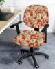 Couvre-chaise Christmas Vintage Stamp Poinsettia Elastic Failchair Computer Cover Avible Office Office Slipver Split Silt