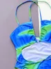 Trajes de baño para mujeres Vigoashely 2024 Sexy Gradient Women empuje al alto corte de una pieza traje de baño monokini cruzado de verano