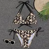 Women's Swimwear 1 Set Women Swimsuit Floral Print Three-point Padded Bikini Quick-drying Stretchy Beautiful For Swimming Pool