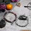 Strand Natural Matte Rhodochrosite Bead Armband Blue Spotted Stone Armband For Women Mne Lover's Jewelry Shell Charm Bangle Gift