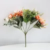 Decoratieve bloemen herfst kunstmatige zijden pioenroos roze hydrangea boeket home decoraties feest bruid bruid nep planten