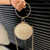 Totes anel circular bolsas portáteis de noite bolsas de bola redonda de metal para batom elegante em carteiras de casamento de embreagem de luxo