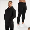 Contrôles masculins pour hommes Spring Automne Cotton Fashion Suits Streetwear Plèvre à sweat à sweat à swets à fermeture éclair Poches Slim Fit Drop Drop Dhjo1