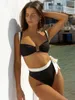 Kvinnors badkläder Merloly Swimsuit 2024 Patchwork Bikini Set Sexig tvåbitar Push Up Bathing Suit för kvinnor