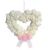 Flores decorativas Flor de rosa Flor realista com nó de arco para festa de casamento amor coração Garland artificial Decoração da porta da frente 3