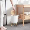 Waste Bins Trash Can with Lid High Foot Press Dustbin Wooden Grain Foot Waste Bin Toilet Garbage Can Press Cover Kitchen Garbage Container L46