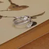 Cluster anneaux S925 Dragon enroulé en argent sterling trois anneaux pour les femmes avec des conceptions de niche rétro deux couleurs de l'année de