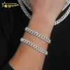 Prêt à expédier 48h Shiping Pass Tester Diamond 925 Silver 10 mm Two Row Rangsan Popular Moisanite Cuban Link Chain