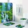 Bath Mats 4st Waterfall Scenic Banyo Mat Anti Slip Badrumset Tapete Banheiro Washable Toalettmattor Alfombra Bano