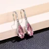 Boucles d'oreilles en peluche de luxe rose cz poire en forme de zircon drop pour femmes accessoires de fiançailles de mariage bijoux