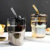 コーヒーマグのワイングラスガラスカップコールドカップドリンクウェアエスプレッソお茶お茶製品かわいい再利用可能なアイスサーマルキャリーポータブルプリティ