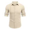 Мужские повседневные рубашки 2024 весна летняя блузя хлопчатобумаж