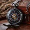 Montres de poche Retro Mécanique Pocket Dragon Play Ball STEAMPUNK Skeleton Hand Wind Horloge Fob With Chain Double Hunter Gift L240402