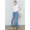 Jeans femminile EOS 2024 Primavera Arrivo Europeo e americano MO in stile High Wiist Skinny ritagliato in una mamma blu colorata