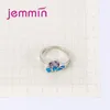 Cluster Rings Purple Water Drop Blue Fire Opal Ring CZ Crystal 925 Sterling Silver Jewelry Valentine's Day Gift For Women