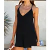 Kvinnors jumpsuits rompers Womens Summer New Style Sling Justerbar Pocket Casual Loose One Piece Shorts Drop Delivery Apparel Cloth DHBXH