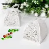 Enveloppe cadeau 10pcslot ruban pyramide laser coupé le mariage favori la boîte au chocolat rose blanc rose blanc