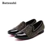 Casual schoenen Luxe mannen Italiaans handgemaakte echte lederen jurk Flats Gold Crysal Party Shoe Wedding Zapatos HOMBRE US12