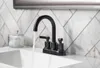 Bathroom Sink Faucets Two Handle Faucet Oil-Rubbed Bronze Accessories Installed On 3-hole Sinks W/ A 4-inch Centerset Configuration