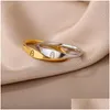 Bandringe Gold Tiny Anfangsbuchstaben für Frauen Mode A-Z Finger Edelstahl Ring ästhetischer Hochzeit Schmuck Geschenk Bijoux Drop Deli Othpp