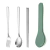 Dinnerware Sets 410 Stainless Steel Cutlery Set Durable Korean Style Portable With Storage Case Tableware Home School Kitchen