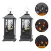 Titulares de vela 2 PCs Lâmpada de vento Halloween pendurado lustre -lustre de chama Light Ornament Plastic Festival Acessório LED LANTERNS