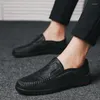 Casual schoenen Spring herfst leer klassieke heren slip op lichtgewicht mannelijke comfortabele wandelschoen all-match voor mannenbedrijf