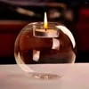 Candle Holders 2 Pcs Tea Light Transparent Round Holder Dinner Party Wedding Decoration Dining Room Table Glass