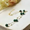 Kedjor naturlig grön jade runda pärlor halsband för kvinnor 14 k guldfylld klumpkedja retro charm eleganta lyckliga smycken