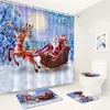 Rideaux de douche Santa Claus Curtain mignon bonhomme de neige rouge balles de Noël d'hiver Forest de Noël Décoration de salle de bain Mat de bain Toilet de toilette Couvercle