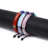 Strandseil einstellbare Turmalin 7 Chakra Steinarmbänder natürliche schwarze Obisidianl Rechteck Stange Meditation Pulsera