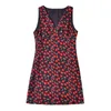 Casual Dresses 2024 French Retro Cherry Print Summer Tank Dress Women Sleeveless V Neck A-line Short Holiday Robe