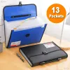 File Portable 13 Pockets A4 Size Expanding Wallet File Folder Paper Document Storage Organ Bag Holder Office School Organizer Case