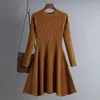 Casual Dresses HLBCBG Basic Autumn Winter Short Aline Thick Sweater Dress Elegant Knit Women Slim Mini Female Chic Sexy