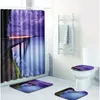 Badmatten 4pcs Baum unter Sonnenuntergang Casa de Banho Banyo Badezimmer Teppichmatte Set Nicht -Slip Tapis Salle Bain Alfombra Bano