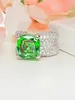 Cluster Anneaux Tsavorite Green Luxury 925 Silver Silver Cushion Shape Premium Ring Prime avec diamants à haute teneur en carbone pour polyvalence