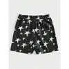 Men's Shorts 2024 Summer Pentagram Pattern Printed Drawstring Loose Breathable Beach Pants Sports Casual Comfortable Fashion
