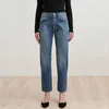 Женские джинсы с высокой талией с высокой талией прямых брюк с витухими швами